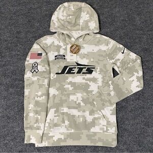 Nike On Field Salute to Service NY Jets Youth Medium 10-12 Arctic Camo Hoodie